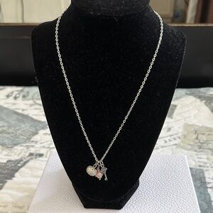 NWOT Chic Silver Necklace with Silver & Pink Tulip Charm